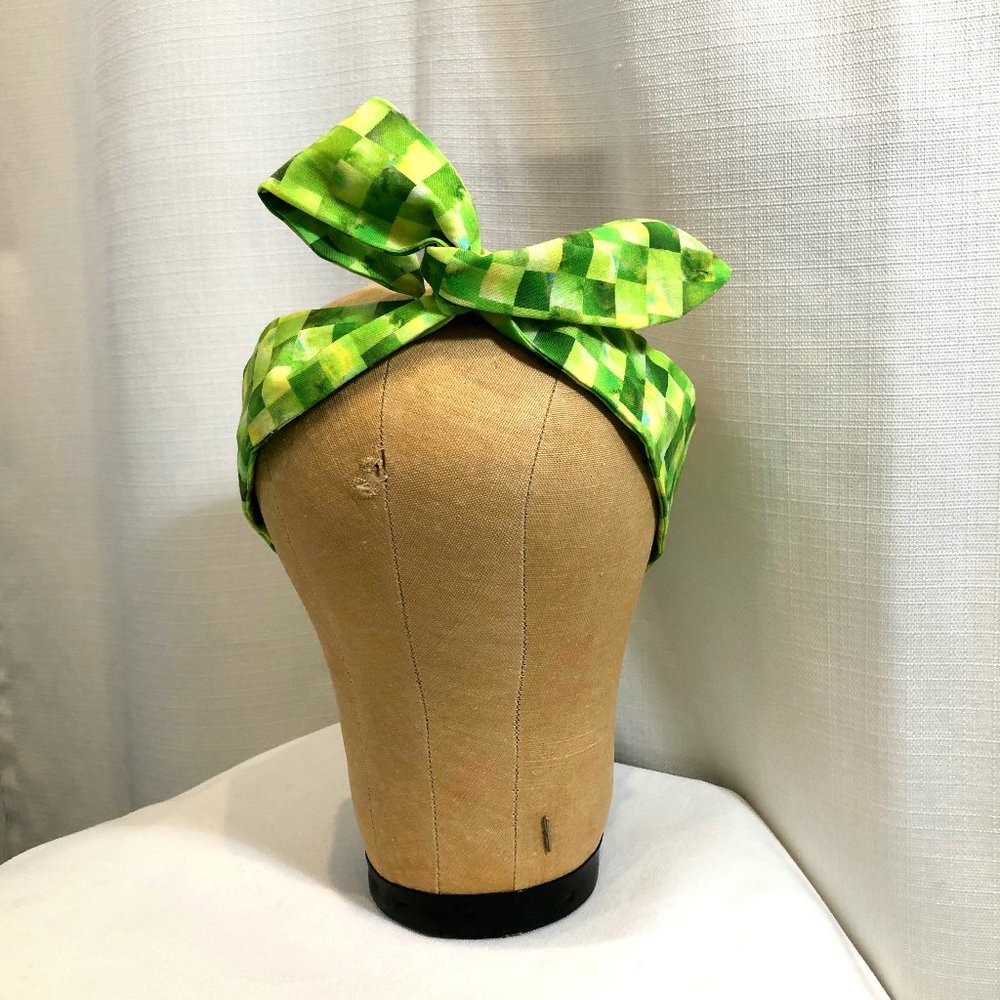 Handmade Lime Green Print Dolly Bow Headband  by Owl Talk